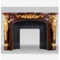 Extraordinary red griotte marble fireplace with gilt bronze mounts